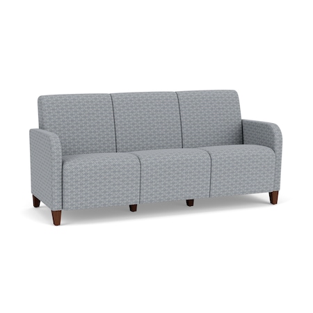 Lesro Siena Lounge Reception 3 Seat Tandem Seating No Center Arms, Walnut, RS Fog Upholstery SN3101